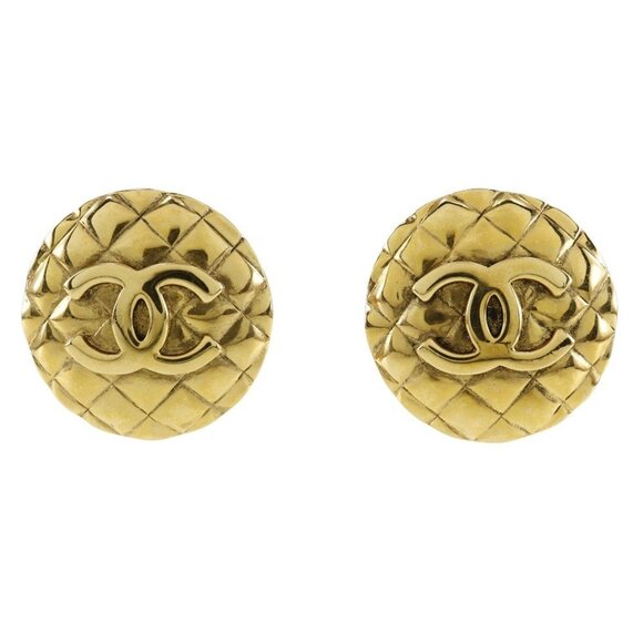 CHANEL Gold Coco Mark Earrings - Picture 1 of 9
